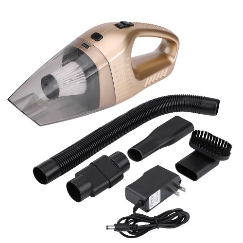 Aspirateur De Voiture Sans Fil 12 V 120 W, Attrape-Poussiere, Poignee Pour Poussiere Seche Et Humide (Dore)