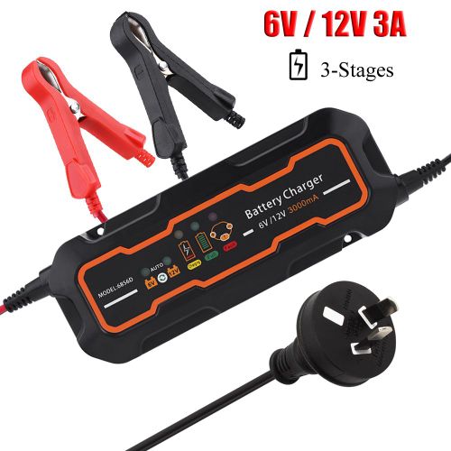 Chargeur De Batterie Intelligent Automatique 6 V/12 V 3 A Pour Voiture, Camion, Moto, Bateau, Agm Gel