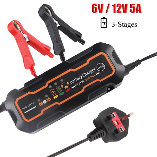 Chargeur De Batterie Intelligent Automatique 6 V/12 V 5 A Pour Voiture, Camion, Moto, Bateau, Prise Britannique