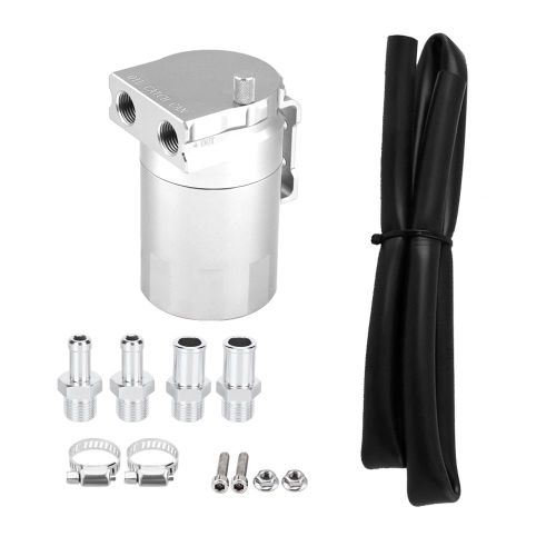 Reservoir D'huile Moteur Universel En Aluminium Pour Voiture, Kit De Reniflard, Argent