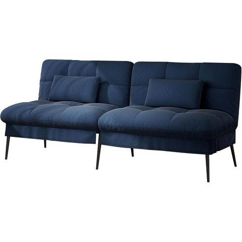 Canapé-Lit 3 Places Avec Fonction De Couchage, Housse Futon, Convertible, Canapé D'Angle, Lit D¿Appoint, Avec Dossier Réglable En Tissu (Bleu Foncé)