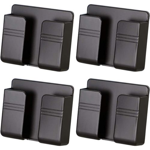 ERYI-4 Pièces Support Mural Pour Chargeur De Téléphone Portable, Support Mural Adhésif Pour Téléphone Portable 3M Pour Chargeur, Supports De Téléphone Pour Mur De Lit De Douche (Noir)
