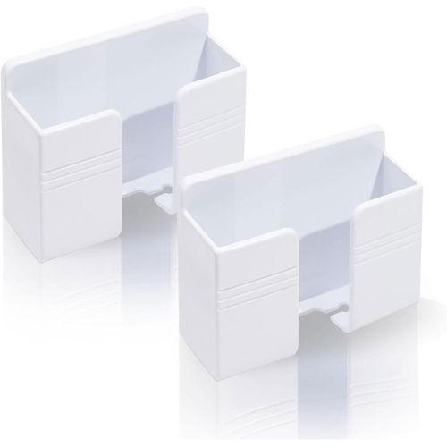 ERYI-Lot De 2 Supports Muraux Pour Téléphone Portable Avec Adhésif 3M, Chargeur Et Télécommande, Idéal Pour Une Utilisation Dans Le Lit Et Le Salon (Blanc)