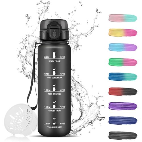 Eryi-Gourde, Gourde 500ml, Gourde Filtrante Anti-Fuite, Gourde Graduée Pour 1 Journee, Bouteille D'eau Pour Motivation, Gourde Enfant, Facile À Nettoyer, Gourde Plastique Pour École, Sport, Running,