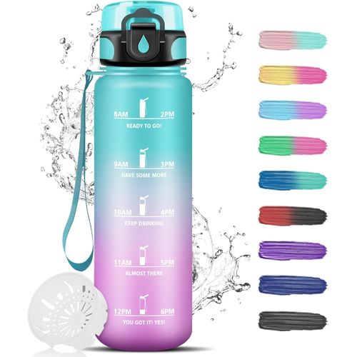 Eryi-Gourde Sport, Gourde 1l, Gourde Anti Fuite, Gourde Graduée Pour 1 Journee, Gourde Motivation Avec Slogan De Motivation, Gourde Plastique, Facile À Nettoyer, Bouteille D'eau Pour Sport, Running,