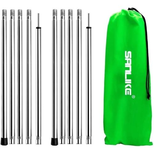 Eryi-Sanlike Poteaux De Tente Telescopique Camping En Acier Inoxydable 2m, Bâtons De Tente Pliants Camping Et Famille, Lot De 2 Tige Réglables Arceaux De Tente Mât De Tente Poteau De Remplaceme