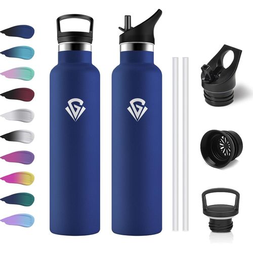 Eryi-Gourde Inox 1l, Bouteille En Acier Inoxydable, Gourde Isotherme Avec Paille, Anti-Fuite, Sans Bpa, Bouteille D'eau Isolée, Gourde Reutilisable Pour Enfant, Adultes, École, Alpinisme, Extérieur