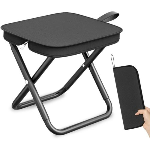 Eryi-Tabouret De Camping Pliant, 32cm Chaise Pliante Portable,Tabouret De Pêche Pliant Léger, Siège De Camping Portable Pour Jardin, Plage, Randonnée, Pique Nique Voyage (Noir)