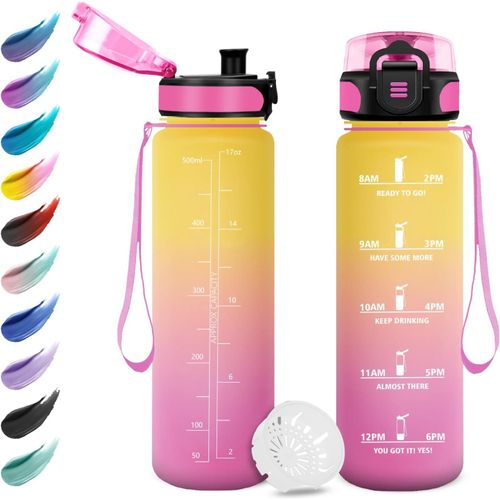 Eryi-Gourde Enfant 500ml, Gourde Motivation, Étanche Et Réutilisable, Bouteille D'eau Avec Marqueur De Temps Et Filtre, Bouteille Pour Enfant, Sport, Sport De Plein Air, Yoga, Bureau, Gym, L'école