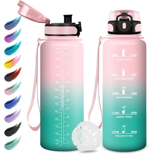 Eryi-Gourde 1.5l, Bouteille D'eau Sport, Gourde Grande, Gourde Avec Filtre, Gourde Marqueur De Temps, Gourde Motivation, Bouteille D'eau Étanche, Gourde Reutilisable Pour Fitness, Voyage, Course À Pi