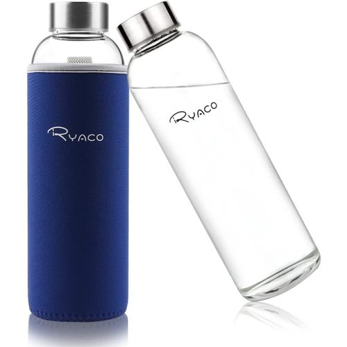 Eryi-Bouteille D'eau En Verre De 550ml/18oz Sans Bpa¿ Bouteille En Borosilicate Anti-Fuite¿Idéale Pour Maison, Les Voyages, Le Sport, Le Yoga, La Gym, Les Boissons Chaudes Et Froides Avec