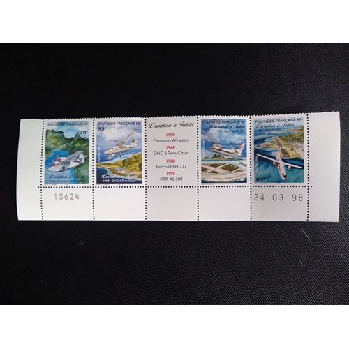 Timbre Polynesie Francaise Yt 556 / 559 L'aviation Civile À Tahiti 1998 ( 071107 )