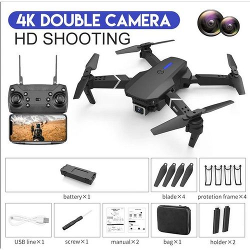 Drone Fpv Avec Double Camera 4k Pro Wifi E88 , Quadrirotor Rc Pliable.-Générique