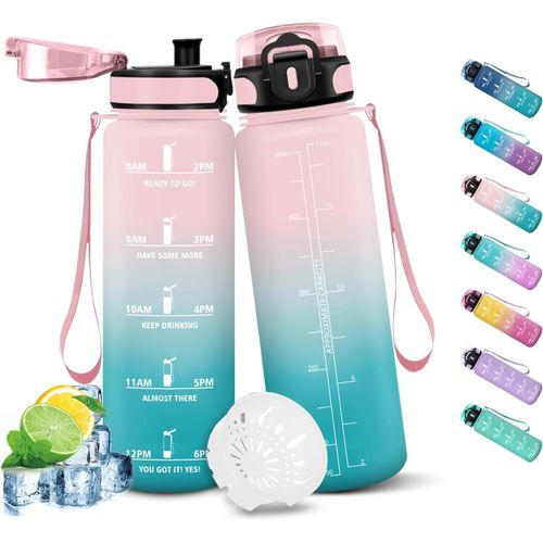 Eryi-Gourde Sport, 500ml Étanche & Réutilisable, Bouteille, Motivation Avec Filtre Gourde, Bouteille D'eau, Gourdes Pour Running, École, Bureau