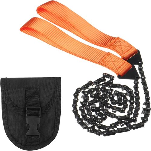 ERYI-Scie À Main À Chaîne, Tronçonneuse De Survie, Tronçonneuse De Poche, Scie À Chaîne De Survie, Tronçonneuse Manuelle, Pocket Chainsaw, Avec Sac De Rangement, Pour Voyages En Plein, Camping, Rando