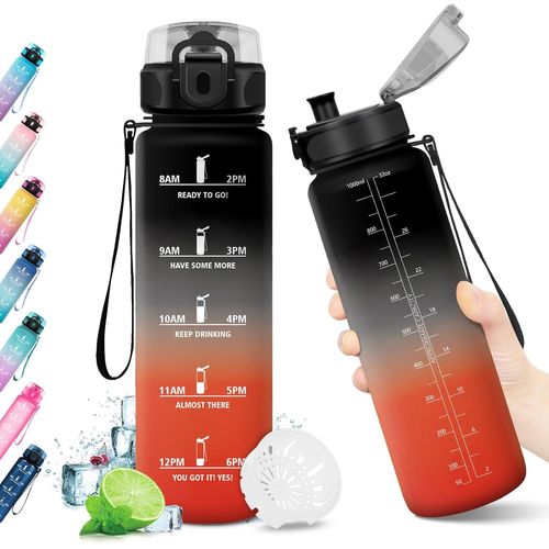 Eryi-Gourde 1l, Gourde Motivation, Étanche & Réutilisable, Gourde Sport Avec Filtre Et Marqueur De Temps, Sans Bpa, Bouteille D'eau Pour Enfant, Adulte, Cyclisme, Bureau, L'école, Camping