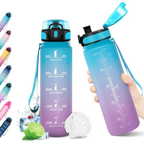 Eryi-Gourde 500ml Enfant, Étanche & Réutilisable, Gourde Sport Avec Filtre Et Marqueur De Temps, Sans Bpa, Gourde Motivation Pour Enfant, Adulte, Cyclisme, Bureau, L'école, Camping