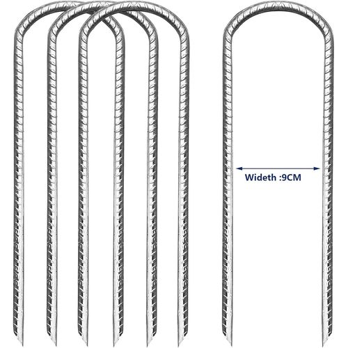 Eryi-Piquets Robustes En Acier Piquets De Fixation Inoxydable Piquet De Sol Galvanisé Ancrage Au Sol En U Pour Trampoline Tente De Camping Et Jardin 4 Pièces