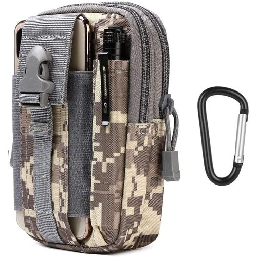 Eryi-Sac Tactique Ceinture, Nylon Sacoche Ceinture | Acu Camoufler | Multifonctionnelle Molle Edc Gadget Sac Pour Téléphone, Plein-Air, Randonnée, Alpinisme Et Cyclisme (Avec 1* Mousquetons)