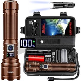 Eryi-Lampe Torche Led Ultra Puissante, Lampe De Poche Rechargeable Avec Batterie 5000mah,Zoomable 5 Modes, Ip67 Étanche Torche Tactique Pour Camping Randonnée Pêche,Brun