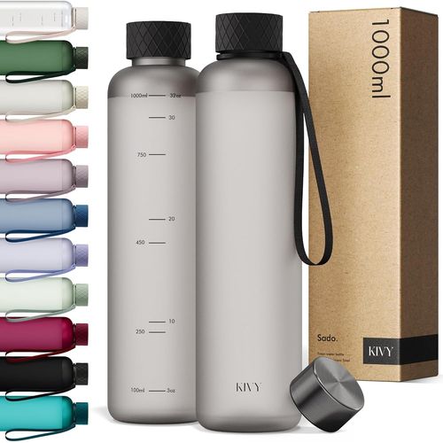 Eryi-Gourde 1 L \U2013 Convient Pour Les Boissons Gazeuses, Anti-Fuite, Incassable, Légère Comme Une Plume, Gourde Pour Le Sport, La Gym, Le Fitness, Noire \U2013 Bouteille De Sport 1 L, Sans Bpa