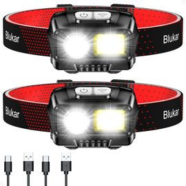 Eryi-Lampe Frontale Rechargeable, [Lot De 2] 2000l Super Lumineux Étanche Léger Torche Frontale Led Puissante Avec Détecteur De Mouvement, 8 Modes D'éclairage, 30h D'autonomie Pour Course/Camping
