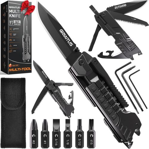 Eryi-Cadeau Homme, Couteau Multifonction 17 En 1, Bâtons D'allumage, Ouvre-Bouteille, Scie, Tournevis, Sifflet, Brise-Vitre Et Plus Encore - Parfait Pour Le Camping, L'extérieur