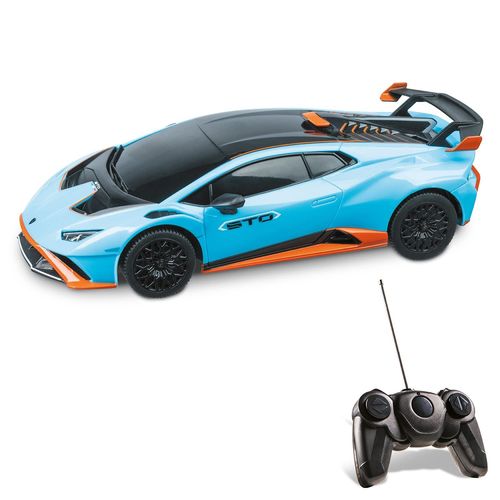 Mondo Motors Lamborghini Huracan Sto 2 4 Ghz Mod Le L Échelle 1 24 Jusqu 8 Km H De Vitesse Voiture Jouet Pour Enfants Bleu Ciel 63704