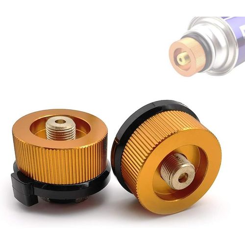 Eryi-Ua 2 Pcs Arrêt Automatique Adaptateur De Réservoir De Gaz Camping Adaptateur De Cuisinière Gaz Extérieur Connecteur Pour Réchaud De Camping(Orange)