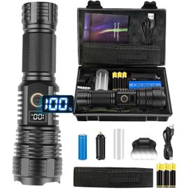 Eryi-Lampe Torche Led Ultra Puissante, 23000 Lumens Lampe De Poche Xhp90 Led Rechargeable, Ipx5 Étanche Lampe Tactique, Zoomable 5 Modes Pour Chien Marche Camping D'urgence