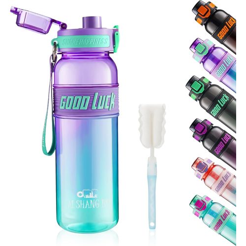 Eryi-Gourde 1l - Bouteille D'eau, Gourde Sport Étanche Sans Bpa, Avec Brosse De Nettoyage, De Sport Pour Le Fitness, La Gym Et Les Sports De Plein Air (Violet Clair)