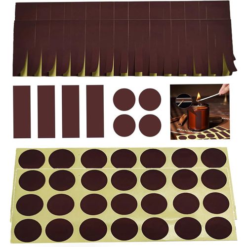 Eryi-102 Pièces De Papier Match Striker Avec Adhésif D'allumette 42 Ronds Et 60 Autocollants Rectangulaires Pour Remplacement De Papier De Cymbale Match Rack (Jaune-Brun)
