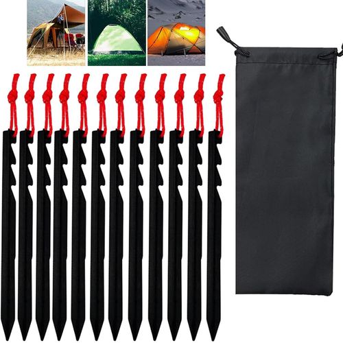 Eryi-12 Pièces Sardines Camping, Sardines De Fixation Avec Corde Réfléchissante, Piquet De Tente Aluminium Piquets De Tente Sardine Tente Pour Le Camping Et L'extérieur Pique-Nique Randonnée Pêche