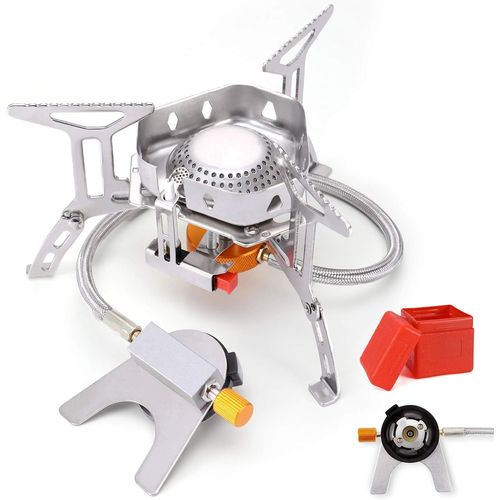 Eryi-Mini Extérieur Stoves Réchaud De Camping Pliable À Gaz Brûleur Graveurs De Cuisson En Acier Inoxydable De Pique-Nique Camping Backpacking Réchaud À Gaz Léger Avec Housse De Transport Portable