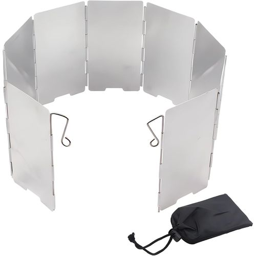 Eryi-2 Pièces Pare Vent Pliable Rechaud D'aluminium, 9 Assiettes Pare-Vent De Camping Portable Réchaud De Camping,Rechaud Gazbivouac,Bivouac Materiel(Argent)