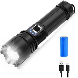 Eryi-Lampe Torche Led Ultra Puissante Rechargeable,20000 Lumens Zoomable Lampe De Poche, Ipx5 Étanche 5 Modes Flashlight Lampe Torche Ultra Puissant Lampe Tactique Pour Randonnée Camping