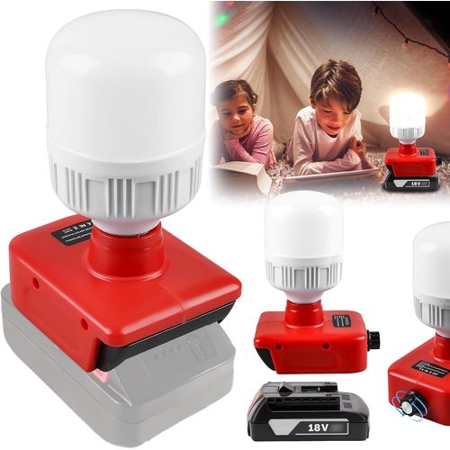ERYI-Lampe De Chantier À Led 18 V - 12 W - Avec Ampoules E27 Réglables De 150 À 1300 Lm - Éclairage De Travail - Projecteur Led - Luminosité Réglable