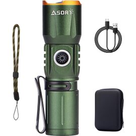 Eryi-Mini Lampe De Poche Led Rechargeable Super Lumineuse, Étanche Ip67, Zoomable, 2000 Lumens, Lampe Torche Tactique Avec Aimants, 4 Modes De Source De Lumière Réglables Pour Le Camping, La