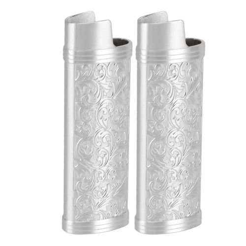 ERYI-Étui À Briquet Au Design Botanique Vintage En Alliage De Zinc Pour Briquet Bic J6, Taille Complète, Coque De Protection Avec Ajustement Sûr, Argenté