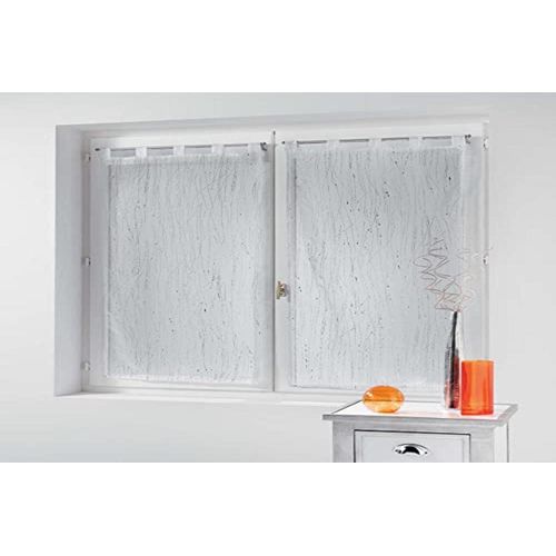 Eryi-, Paire De Voilages À Passants (2 X 90 X 90 Cm) Filiane Blanc, Voile Sablé