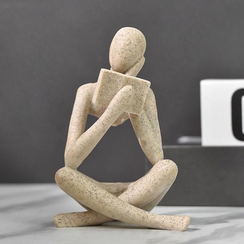 Eryi-Statue De Femme Lisant En Grès, Sculpture Penseur, Ornement D'art Abstrait, Figurine Décorative Moderne, Idéale Pour Salon, Chambre, Bureau, Étagère Ou Table