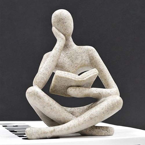 Eryi-Statue De Femme Lisant En Grès, Sculpture Penseur, Ornement D'art Abstrait, Figurine Décorative Moderne, Idéale Pour Salon, Chambre, Bureau, Étagère Ou Table
