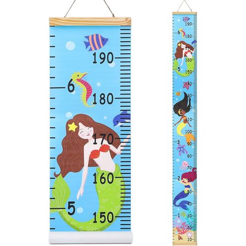 ERYI-Toise Murale Enfant Sirène, Tableau De Croissance Enfants Dessin Animé Toile Mur Pendaison Règles, Unicorn Decoration Chambre Bebe Fille Garçons 190 Cm * 20 Cm