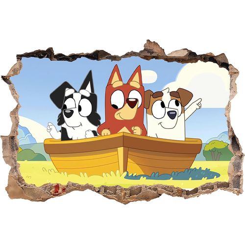 ERYI-Sticker Mural 3D Bluey Anime Pour Chambre D'Enfant, Décoration Murale, Affiche De Dessin Animé
