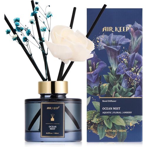 ERYI-Diffuseur De Parfum 150Ml, Ocean Mist Reed Diffuser Set, Rose Parfum D Ambiance Maison, Decoration Pour Chambre, Salon, Salle De Bain, Bureau