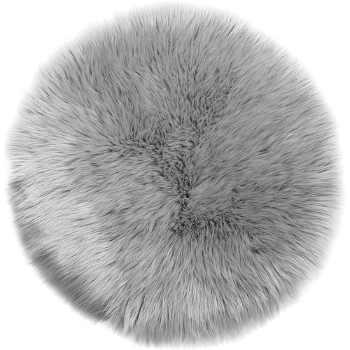 Eryi-Tapis En Fausse Fourrure D'agneau Et Peau De Mouton - Carpette Moelleuse Pour Chambre À Coucher, Salon, Crèche - Jet De Divan De Décoration Chaise - Gris - 30cm - Rond