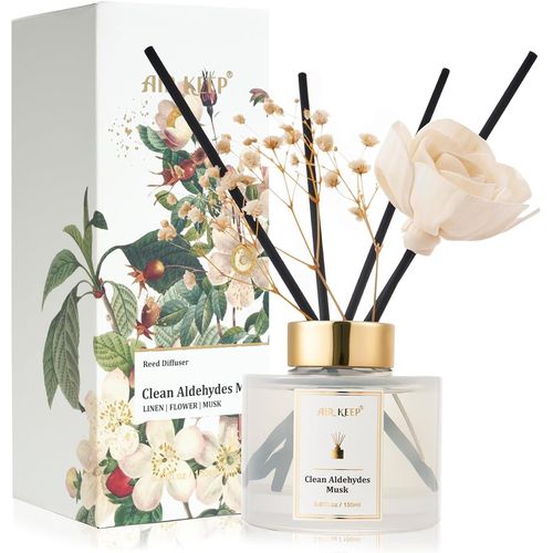 ERYI-Diffuseur De Parfum 150Ml, Clean Aldehydes Musk Reed Diffuser Set, Rose Parfum D Ambiance Maison, Decoration Pour Chambre, Salon, Salle De Bain, Bureau