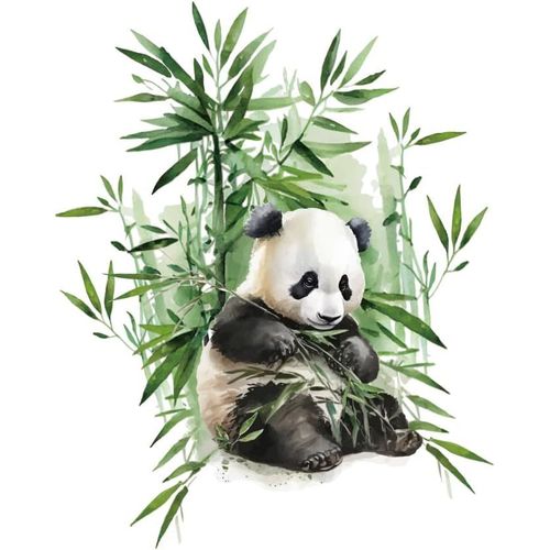 Eryi-2 Feuilles Panda Stickers Muraux Aquarelle Bambou Animal Mural Stickers Pour Chambre D¿Enfant Chambre D¿Armoire Decor Grande Taille Aquarelle Murale Autocollant Diy Intérieur Art Déco