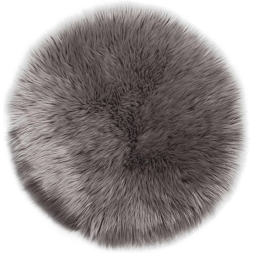 Eryi-Tapis En Fausse Fourrure D'agneau Et Peau De Mouton - Carpette Moelleuse Pour Chambre À Coucher, Salon, Crèche - Jet De Divan De Décoration Chaise - Marron - 60cm - Rond