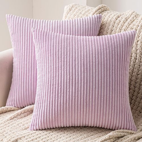 Eryi-Lot De 2 Decorative Housse De Coussin En Velours Côtelé Canapé Taie D'oreiller Douce Pour Maison Salon Chambre Lit Clic Clac 40x40 Cm Violet